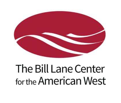 Bill Lane Center for the American West logo featuring a red oval with white lines indicating mountains.