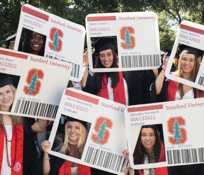 Kintashe Mainsah, Caitilin Klauer, Sophia Susac, Abby Audet, Stephanie Houck, and Sommer DeRudder are ready for Wacky Walk during 2021's commencement ceremony.
