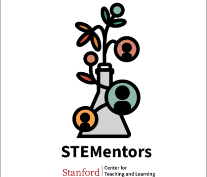 An illustrated logo for the STEMentors program run by Stanford Center for Teaching and Learning. 