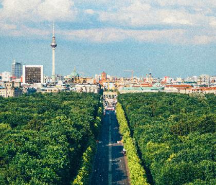 Berlin, Germany skyline, including Brandenburg Gate and Fernsehturm