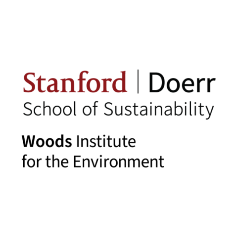 Stanford Doerr School of Sustainability logo and Woods Institute for the Environment logo