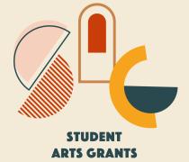 Student Arts Grant logo - geometric shapes that spell out the acronym, "SAG" in dark greens, reds, yellows, and pinks.