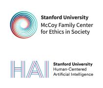 McCoy Family Center for Ethics in Society logo over the  Stanford Institute for Human-Centered Artificial Intelligence logo